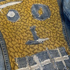 Textile Art Denim Jacket Med Slim
